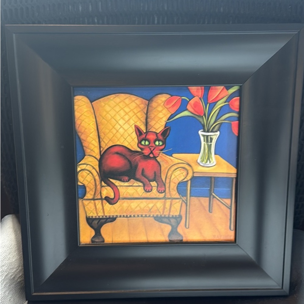 Framed Will Rafuse Ruby Cat Picture